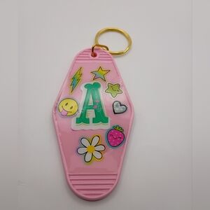 Motel Keychain Custom Pink Letter A Initial Keyring Accessory Personalized Gift